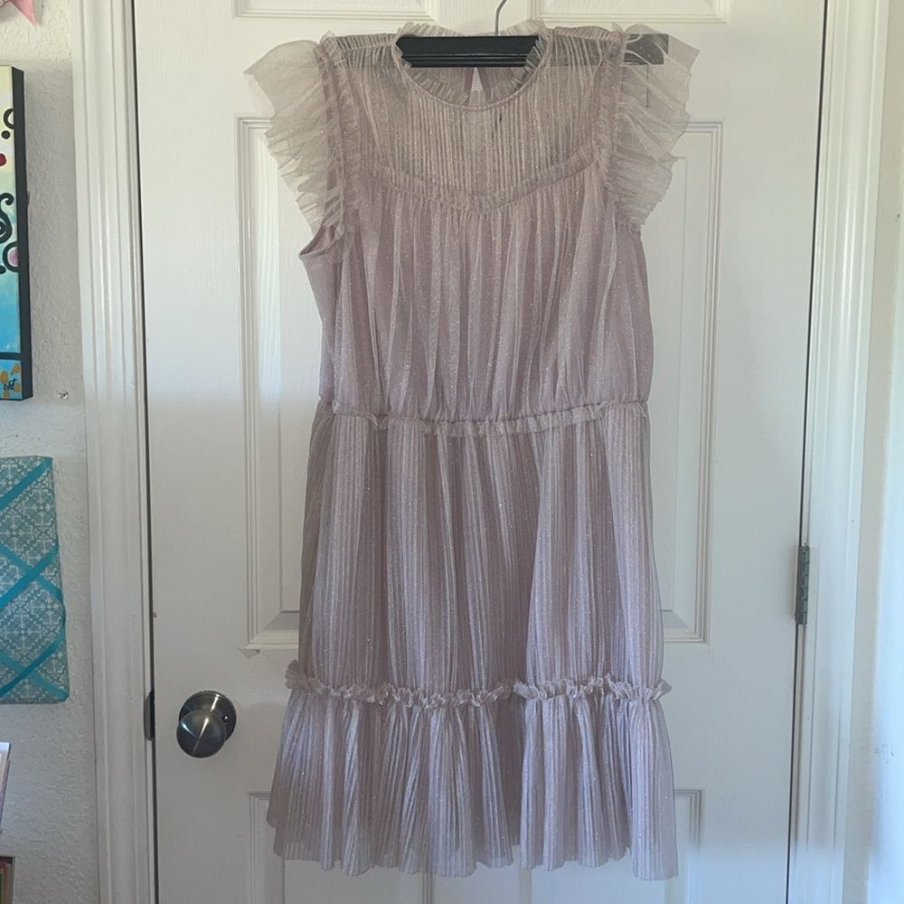 ALL SAINTS - Perri Metallic Nuk Pink Tulle Mini Dress Size US 10 New With Tags